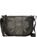 Washed Flap Crossbody with Embroidery