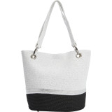 Paper Straw Metallic Stripe Colorblock Small Tote