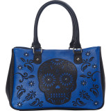 Laser Cut Skull Blue Tote