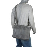 Distressed Leather Full Flap Laptop Messenger - M