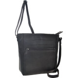 Leather Top Zip Pocket Crossbody