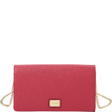 Pebble Leather Clutch with Removable Chain Strap