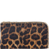 Faux Leather Leopard Print Chain Wallet