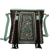 Floral Embroidered Handbag with Tassel