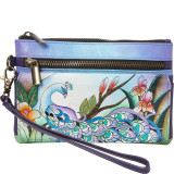 Hand Painted Leather Wristlet Organizer Wallet