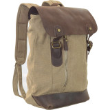 Canvas Backpack Bag With Leather On Flap