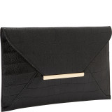 Croc Print Faux Leather Envelope Clutch