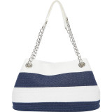 Wide Stripe Paper Straw Chain Shoulder Bag