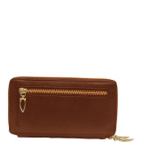Donington Gold Double Zip Checkbook Clutch Wallet