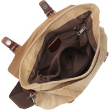 Casual Style Cowhide Leather Linen Fabric Messenger Bag