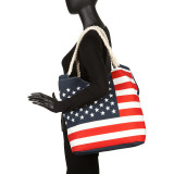 Stars And Stripes Canvas Zippered Tote Bag