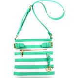 Saffiano Striped Buckled Crossbody Bag