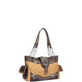Western Style Rhinestone Buckle Camo Handbag