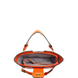 Patent Faux Leather Shoulder Bag with Zipper Front Detail