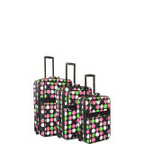 New Multi Dot 3-Piece Expandable Upright Luggage Set