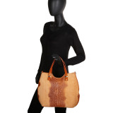Alligator Textured Italian Made Leather Tote and Shoulder Bag