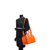 Patent Faux Leather Barrel Body Satchel