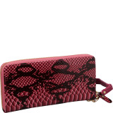 Snake Single Zip Around Wristlet Clutch Wallet