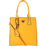 Saffiano Multi-colored Faux Leather Structured Shopper Tote Handbag