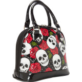 Skull And Roses Patent Mini Dome Satchel