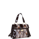 Patent Faux Leather Fold-Over Lock Tote