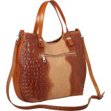 Alligator Textured Italian Made Leather Tote and Shoulder Bag