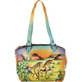 Hand Painted Triple Compartment Convertible Tote