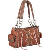 Geometric Satchel with Stitch Pattern