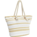Paper Straw Metallic Stripe Rope Tote