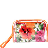 Tropicana Two Piece Cosmetic Bag Set with Wristlet