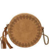 Perforated Round Crossbody with Tassel