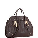Large Studded Faux Leather Satchel