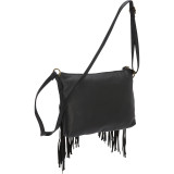 Fringe Cross Body with Woven Center Panel