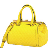 Quilted Barrel Satchel with Push-Up Closure