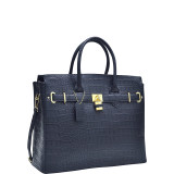Dasein Croco Embossed Satchel with Padlock
