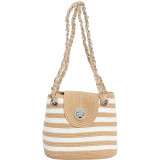 Paper Straw Stripe Mini Shoulder Bag