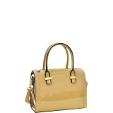 Mini Patent Leather Barrel Body Satchel