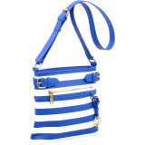 Saffiano Striped Buckled Crossbody Bag
