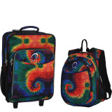 Kids Tie Dye Luggage and Backpack Set With Integrated Cooler