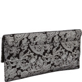 Metallic Paisley Print Microsuede Clutch