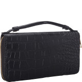 Croc Embossed Zip Around Wallet