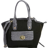 Dual Hearts Design Structured Satchel