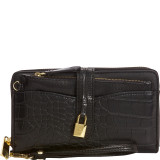 Chairroom Mixed Media Zip Around Wallet with RFID Blocking