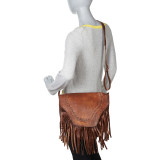 Leather Fringed Western Cross Body Bag