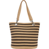 Paper Straw Stripe Grommet Tote