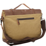 Casual Style Cowhide Leather Cotton Canvas Messenger Laptop Bag