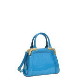 Patent Faux Leather Corner Satchel