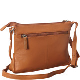 Soft Drum Dyed Leather 3 Zip Crossbody with Bottom Gusset