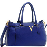 Patent Faux Leather V Shape Accent Satchel