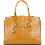 Large Patent Croco Embossed Faux Leather Padlock Satchel